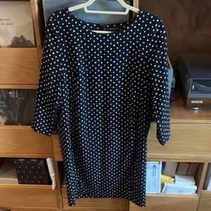 Lands' End Black and White Polka Dot Dress